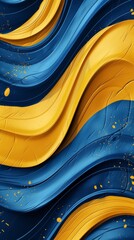 Poster - Dynamic yellow and blue stripes create a trendy, minimalist, and stylish abstract background for modern tech layout