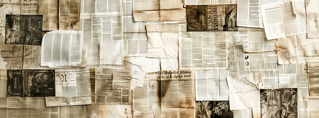 Texture of a Wall Covered with Old Newspapers