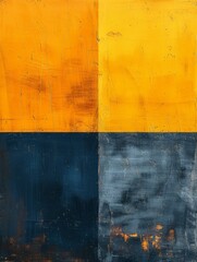 Poster - A modern abstract poster with vibrant yellow and blue minimalist stripes, sleek and stylish for contemporary art