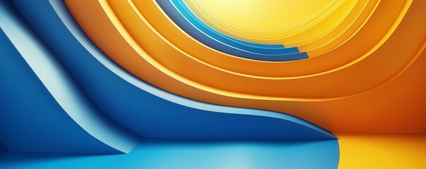 Poster - A digital backdrop featuring sleek and bold abstract wallpaper with vibrant yellow and blue stripes, minimalist contemporary vibe