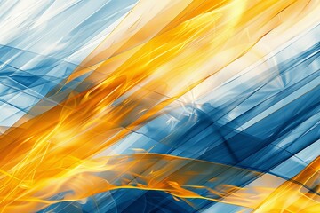 Poster - Sleek and artistic abstract background featuring yellow and blue dynamic stripes, exuding a futuristic and minimalist vibe, perfect for trendy digital wallpaper