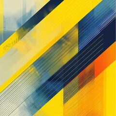 Poster - Create a vibrant digital banner with a hipster, sleek abstract illustration featuring geometric yellow and blue stripes