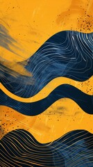 Poster - A trendy, stylish abstract poster with dynamic yellow and blue stripes for futuristic art enthusiasts