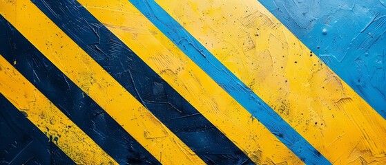 Poster - Modern hipsters love abstract posters with yellow and blue geometric stripes for creative decor