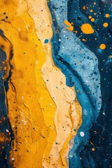 Poster - Creative and bold abstract wallpaper, vibrant yellow and blue stripes, for stylish minimalist design