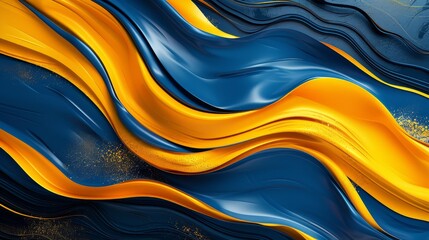 Poster - Contemporary abstract design features dynamic yellow and blue stripes, sleek and trendy for a stylish poster
