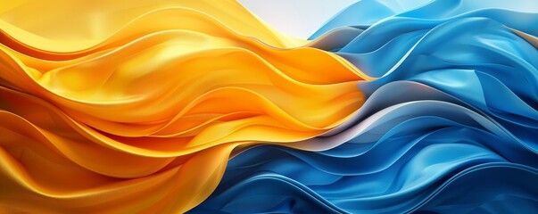 Poster - Bold and colorful abstract wallpaper, dynamic yellow and blue stripes, trendy and creative, for digital composition