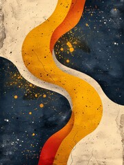 Poster - Create a digital poster with bold, colorful abstract art featuring yellow and blue stripes for a minimalist, hipster vibe