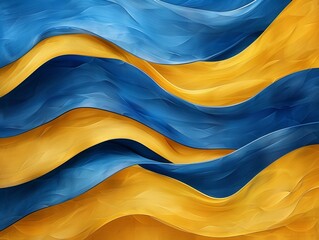 Poster - An artistic contemporary design with blue and yellow stripes, smooth texture, ideal for unique digital wallpaper