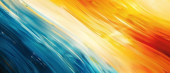 Poster - Artistic, minimalist abstract poster with sharp yellow and blue stripes perfect for contemporary hipster decor