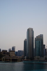 DUBAI, UNITED ARAB EMIRATES - 04 OCTOBER, 2021: The Dubai Mall is the largest mall in the world by total area, Dubai, United Arab Emirates. This was during the Covid 19 pandemic during sunset.