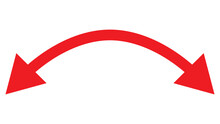 Dual Semi Circle Arrow. Vector Illustration. Semicircular Curved Thin Long Double Ended Arrow. Dual Sided Arrow Vector.
