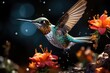 Exuberant hummingbird on bird TV show., generative IA