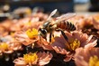 Bee at the Organic Fair, promoting sustainable pollination., generative IA