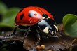 Colorful ladybug gently rests on sheet., generative IA