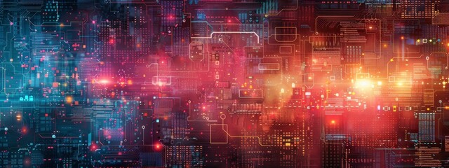 Poster - A digital tapestry weaving together various cybersecurity metrics, creating a comprehensive image with borders designed for text.