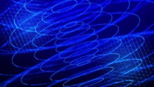 Abstract Animated Digital Background. Big Data Visualization. Circular Rotations Of A Fantastic Circle Of Colorful Particles, A Beautiful Colored Spiral, An Elegant Background Video Of Particles. 4k A