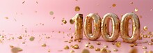 1k or 1000 followers or likes thank you. Golden numbers, confetti sparkling lights. Social Network friends, followers, Web users. Subscribers, followers or likes celebration. Anniversary or event, 