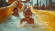 © D-stock photo - Happy kid having fun in swimming pool at aquapark on summer vacation