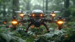  A conceptual image of a futuristic security drone patrolling