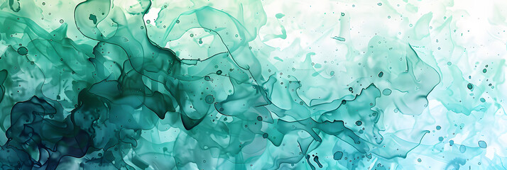 Poster - Abstract watercolor paint background by teal color blue and green with liquid fluid texture for background, banner