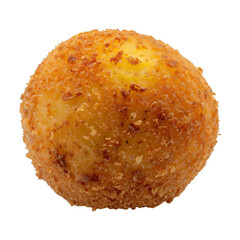 Wall Mural - A round, golden brown food item with a lot of crumbs on it. It looks like a fried doughnut