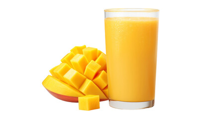Canvas Print - mango juice and slices of mango isolated on transparent background cutout