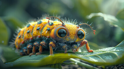 Wall Mural - caterpillar 3d cartoon