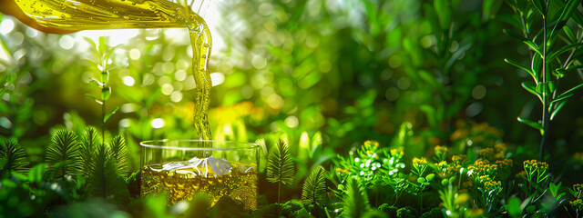 Wall Mural - Water Drops on Green Leaves, Fresh Raindrops, Nature and Environment Concept, Macro