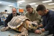 Scientists carefully examine a marine turtle in the laboratory., generative IA