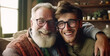 © Алла Морозова - A man and a young man are smiling and hugging each other