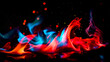 abstract and colorful fire flames on dark background. energy explosion.
