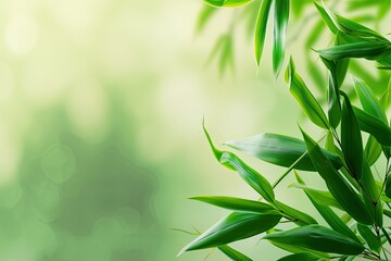  Green bamboo leaves with soft light