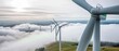 Electricity generation with renewable energy, electric, wind power plant, wind power energy concept - Close up of wind turbine park