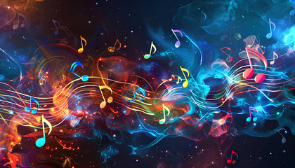 Wall Mural - Music sound waves on dark background