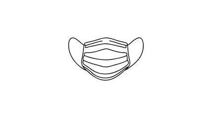 Medical mask one line illustration.