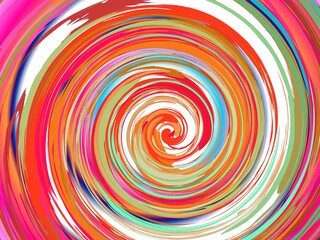 Poster - Vortex with red, pink, blue and green colors - abstract graphic with effect of depth of space, mixing colors, motion, rotation, infinity. Topics: texture, pattern, abstraction, wallpaper, computer art