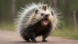 A Porcupine With Its Spines Quivering With Excitem