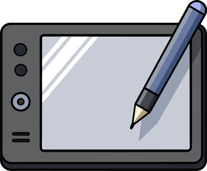 Aufkleber - Cartoon Illustration of Pen Tablet , Vector Flat color