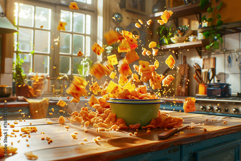 Exploding Cereal An animated scene within a child's imagination where their breakfast ...