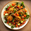 Grilled Chicken Legs With Vegetables     The character and all objects are fictitious, the image was created using the neural network Fooocus v2