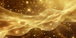 Golden Fabric Waves with Glittering Stars on a Warm Amber Background