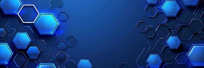 Poster - Blue geometric gradient shapes banner with concrete stone pattern for website and print design