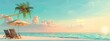 Beautiful tropical beach banner. Calm white sand and coco palms travel tourism wide panorama background concept. AI generated illustration