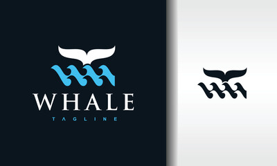 Canvas Print - whale tail sea wave logo