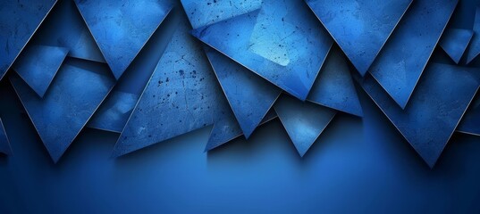 Poster - Blue geometric gradient shapes banner with stone pattern for website and print design