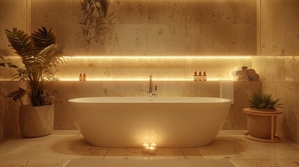 Wall Mural - Soft beige tones in a sophisticated bathroom setting