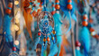 Soft focus Dream Catcher with a flare from the sun set on the background bokeh nature. Native american dream catcher