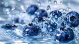 Fototapeta Sport - High-speed photo of blueberries splashing in water, dynamic and vibrant, close-up detail.