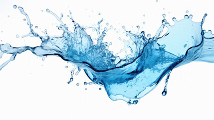  Blue water splash isolated on white background close up. creative photo .